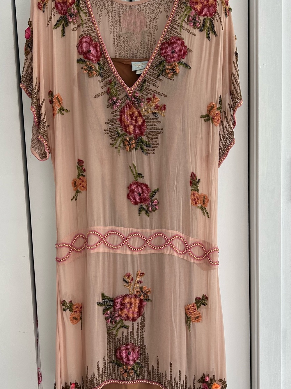 Tracy Reese Blush Pink Floral Beaded Midi Dress - Picture 5 of 5